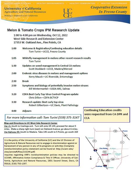 Melon and Tomato Crops IPM Research Update Turini