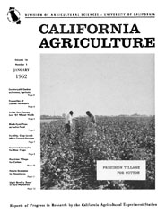 California Agriculture, Vol. 16, No.1