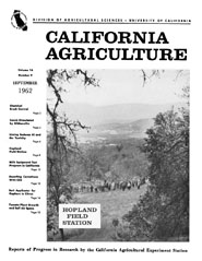 California Agriculture, Vol. 16, No.9
