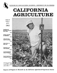 California Agriculture, Vol. 17, No.7