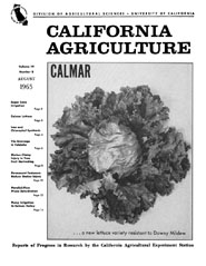 California Agriculture, Vol. 19, No.8
