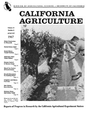 California Agriculture, Vol. 21, No.8