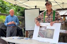 Photo by Terri Takusagawa. CE Workshop at Our Garden with Mike Corby and John Fike showing various examples of Fungi.