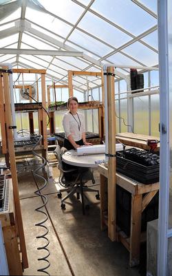 Intern Shanelle works in FHF greenhouse. Courtesy Hedwig van den Broeck