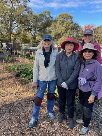 Family Garden Bed Team members Jan Manns, Suzanne Miller, Betty Yee and Jana Multhaup in the back. Photo by UC Master Gardener.