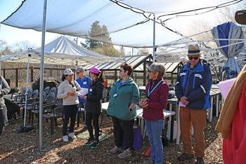 A line of CoCoMGs volunteer at a recent Growing Gardeners Course held at Our Garden Walnut Creek.