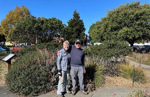 Richmond’s Low Water Demonstration Garden Project Co-Lead Brain Kerss and Liz Rottger at the Friday morning work party_Photo Courtesy Simone Adair