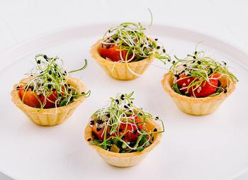 Garnish Canapes with microgreens. Photo courtesy of Shutterstock.