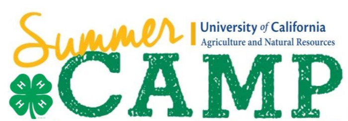 Image that reads Summer Camp with 4-H and University of California Agricultre and Natural Resources Logos.
