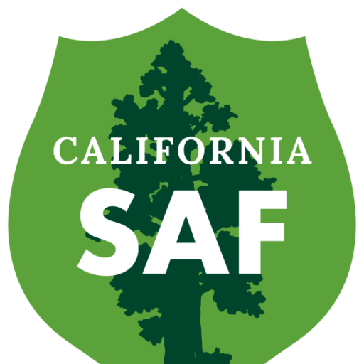 California Society of American Foresters logo. Green badge with dark green tree.