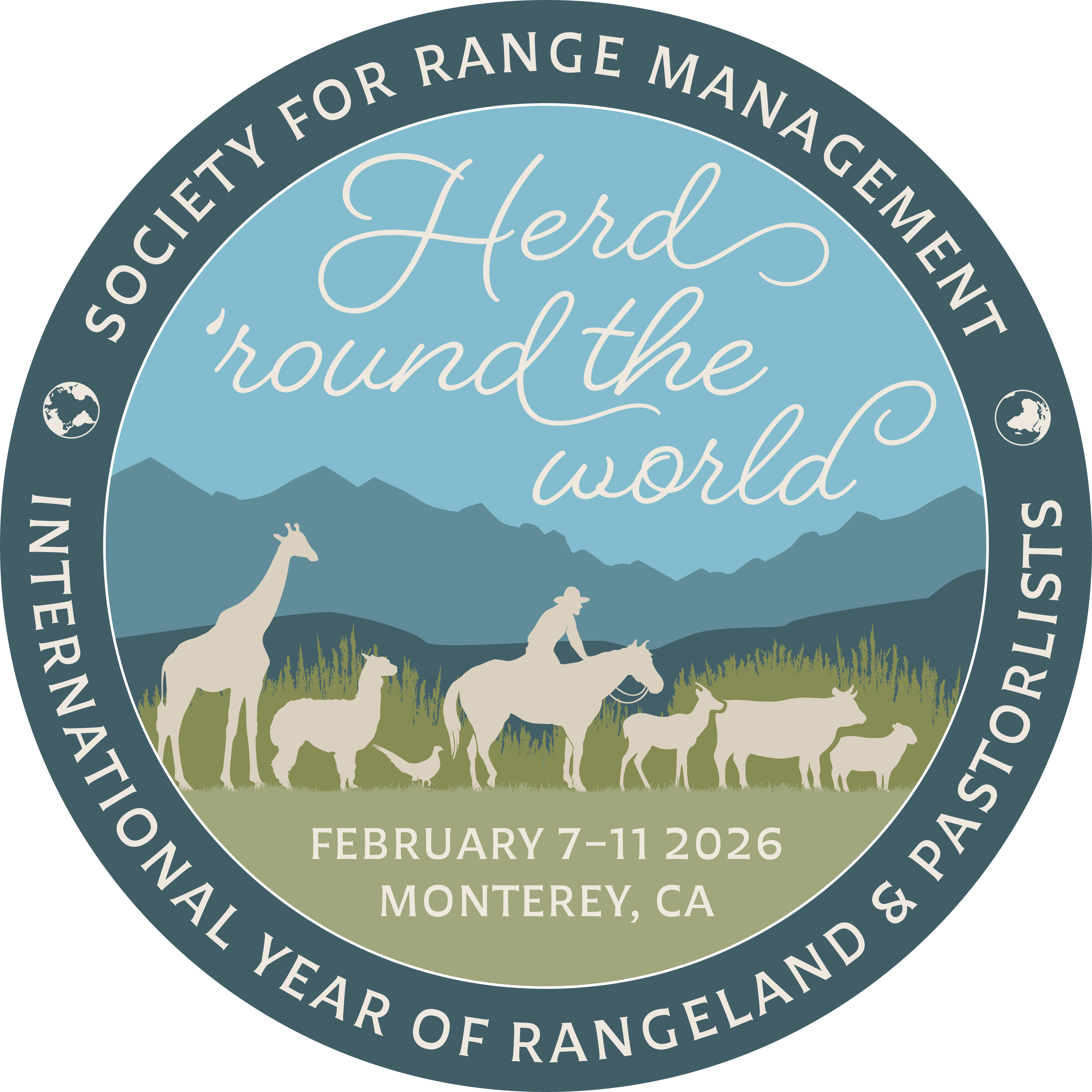 Society for Range Management 2026 Annual Meeting logo, Herd 'Round the World