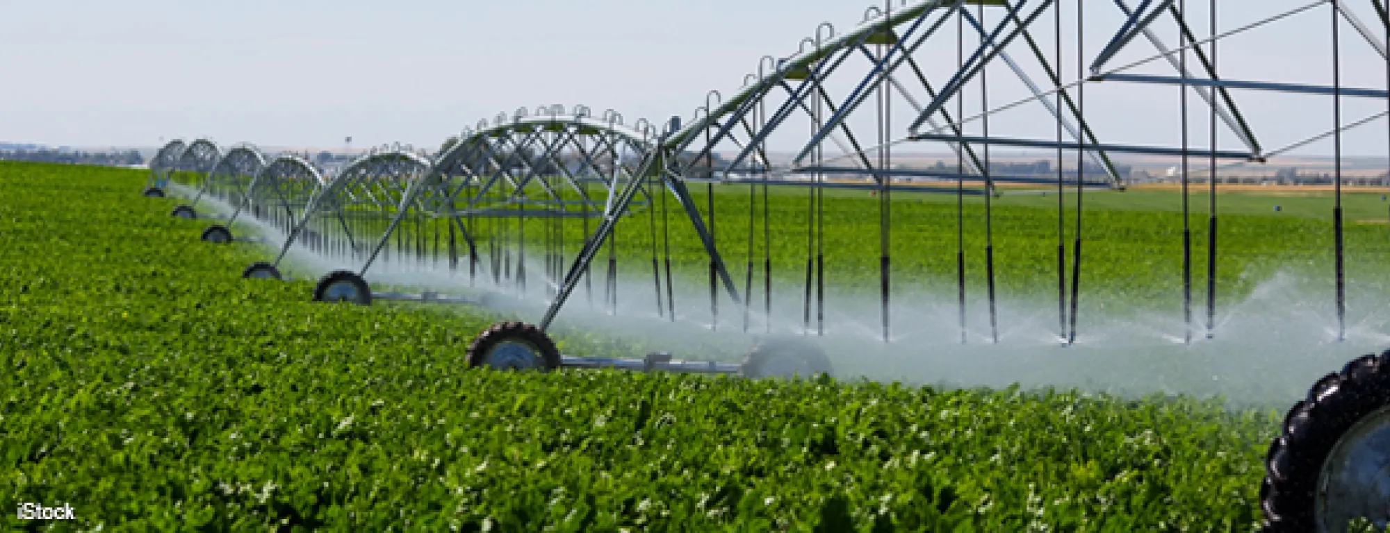 Center pivot irrigation system irrigating a field
