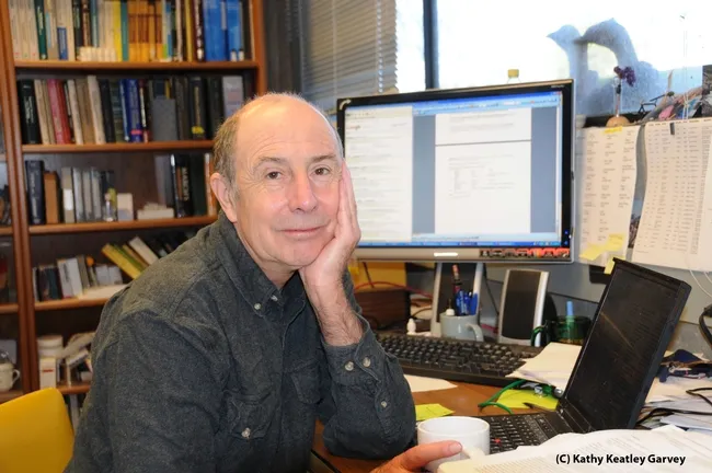 Entomologist Bruce Hammock in his UC Davis office. (Photo by Kathy Keatley Garvey)