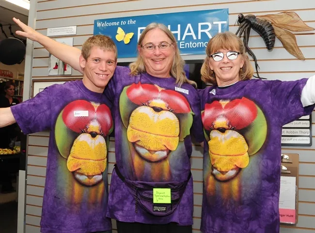 Dragonflies! Mother Jeanette Wryskinski (far right) and her son Aren Scardaci with Eve Butler. (Photo by Kathy Keatley Garvey)
