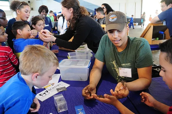 Bohart Associate Noah Crockette enjoys talking about insects. (Photo by Kathy Keatley Garvey)