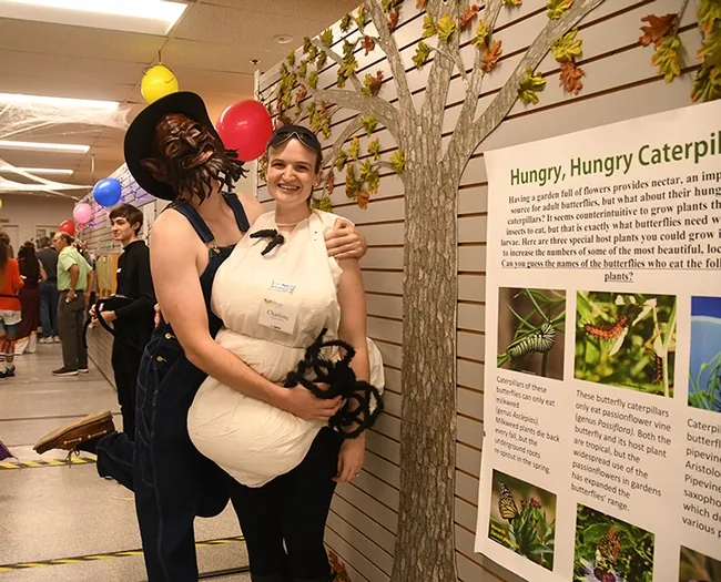 UC Davis PhD student Charlotte Herbert as"Maggie the Maggot," and her fiance, George Alberts, as "Farmer Maggot," or his interpreation of Farmer Maggot from "The Lord of Rings." (Photo by Kathy Keatley Garvey)