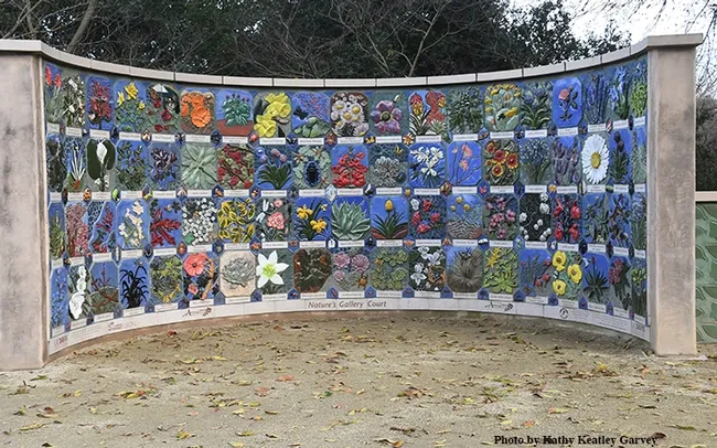 This is Nature's Gallery, the work of the UC Davis Art and Science Fusion Program, headed by artist-entomologist Diane Ullman of the UC Davis Department of Entomology and Nematology, and artist and UC Davis alumni Donna Billick. This work is located near the Storer Garden. (Photo by Kathy Keatley Garvey)