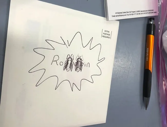 UC Davis doctoral student Charlotte Herbert Alberts created the longhorned bees on Robbin Thorp's card--putting bees in the "double b's of his name. (Photo by Kathy Keatley Garvey)