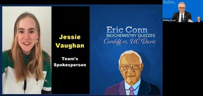 Spokesperson Jessie Vaughan of the Cardiff University team is introduced. (Screen shot)