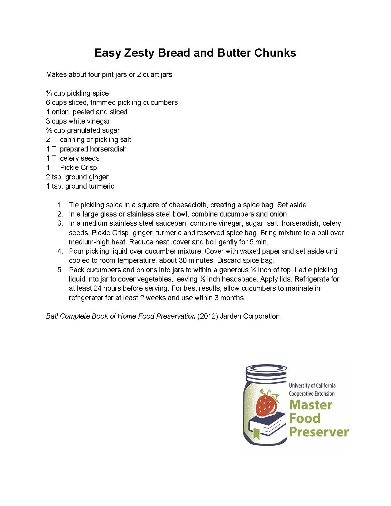 Easy Zesty Bread and Butter Chunks