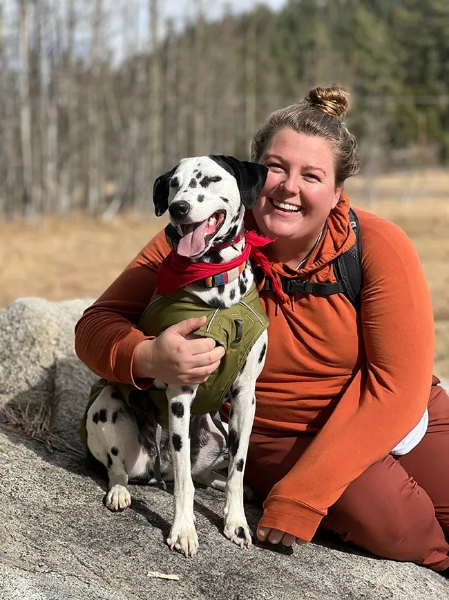 Vector-borne disease specialist Olivia Winokur of UC Davis with her Dalmatian, Scotty.