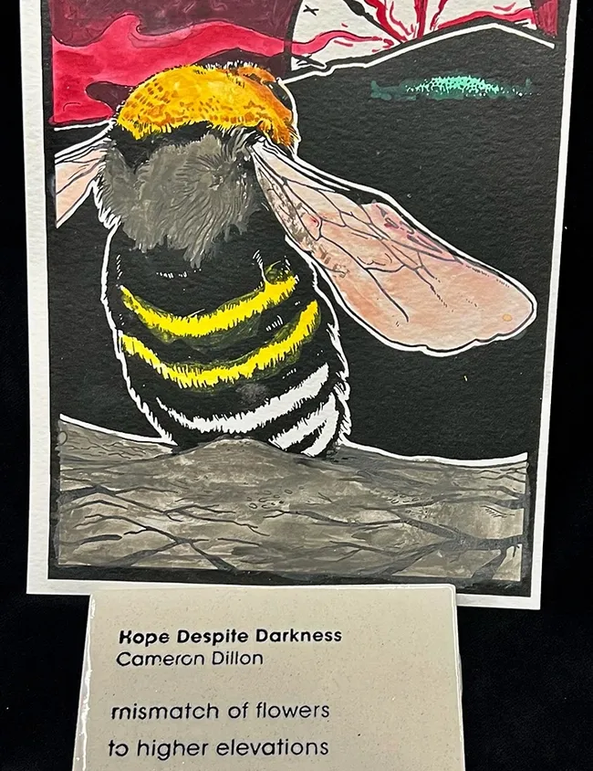"Hope Despite Darkness"--This intricate bumble bee art is the work of UC Davis student Cameron Dillon. (Photo by Jenella Loye)