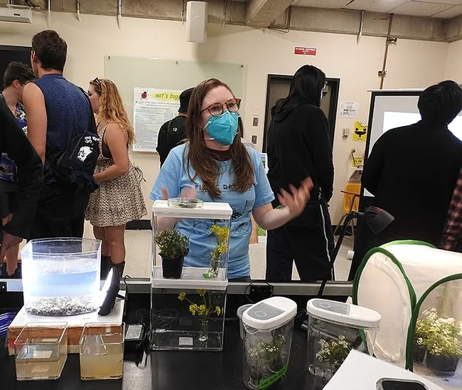 Adelaine "Addie" Abrams answers questions about agricultural entomology at the 2022 annual UC Davis Picnic Day activities in Briggs Hall. (Photo by Kathy Keatley Garvey)
