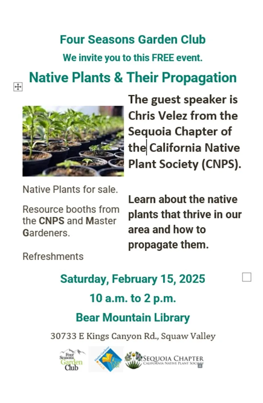 NativePlantPropagation2025 Feb. 15
