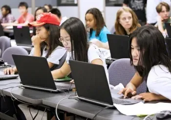 People in a classroom.