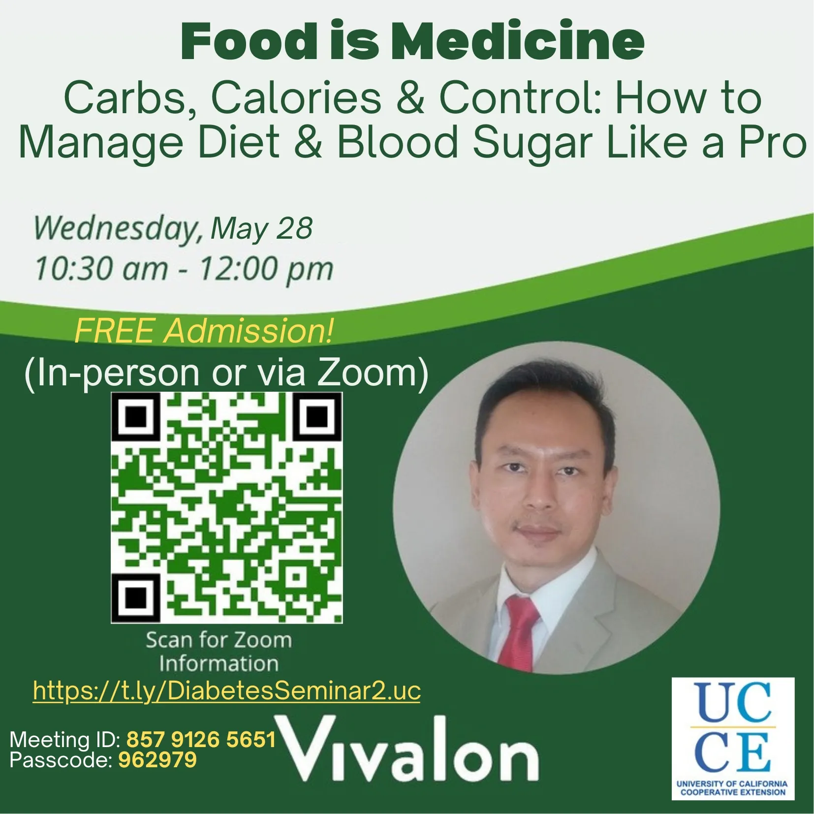 Food is Medicine Seminar - Carbs, Calorie, Control - Dr Zaw Wai Htoo @ Vivalon