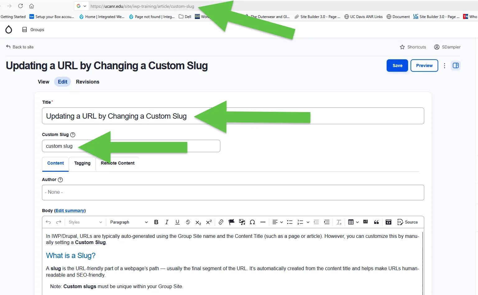 Changing a custom slug to update a url without changing the title
