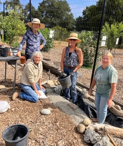 Master Gardeners building a bog in the demonstration garden