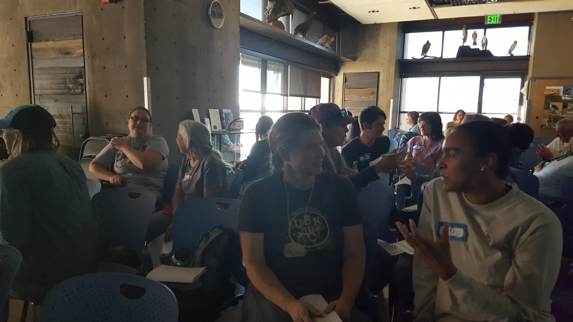 People talking at the regional rendezvous at pepperwood Preserve