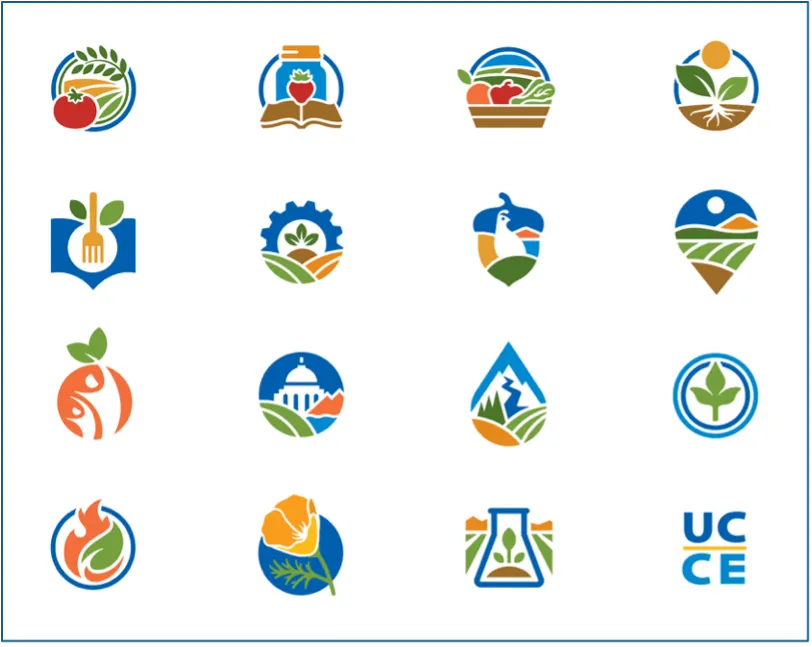 Logos of 16 UC ANR programs