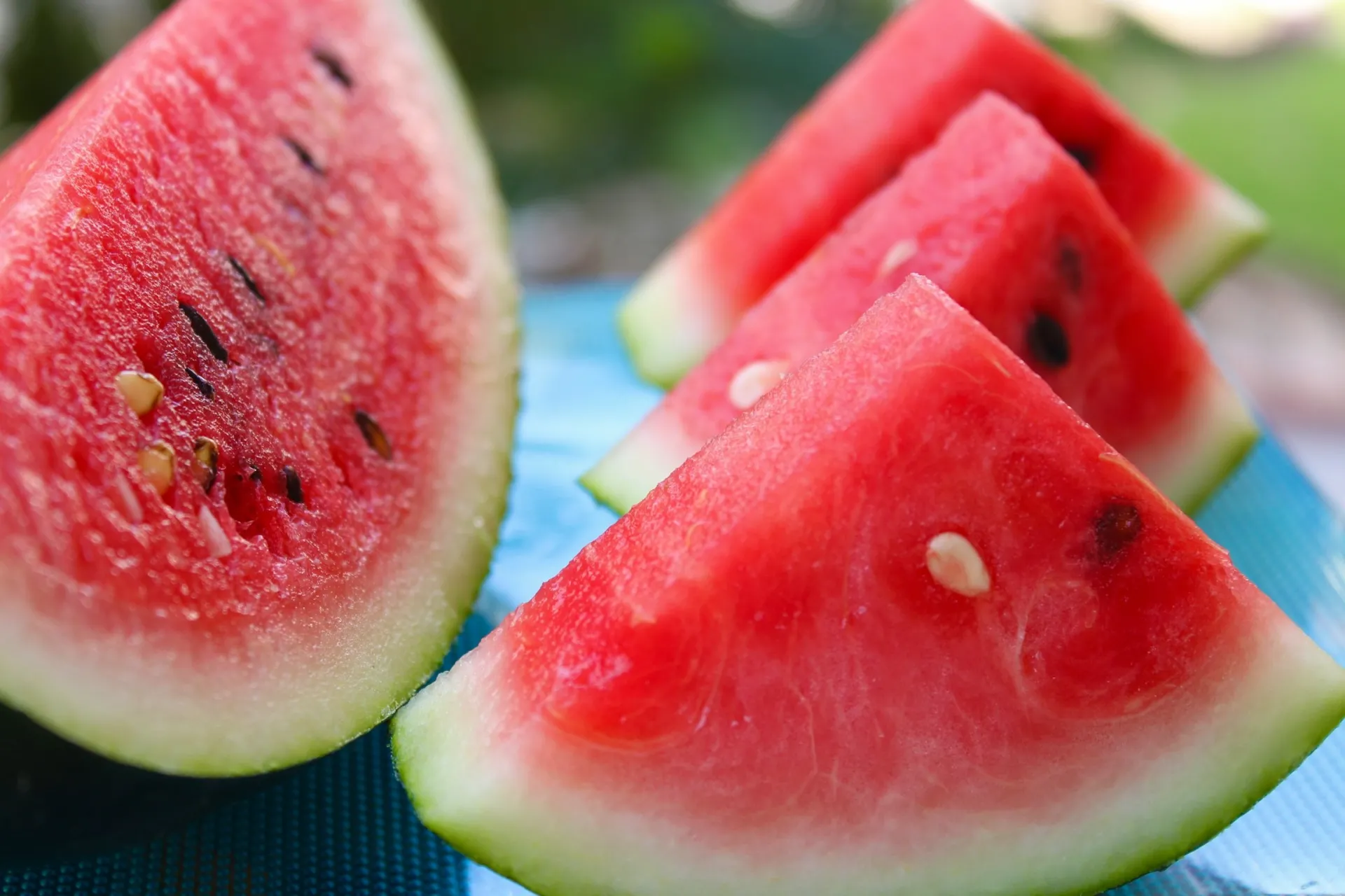 Sliced wedges of watermelon