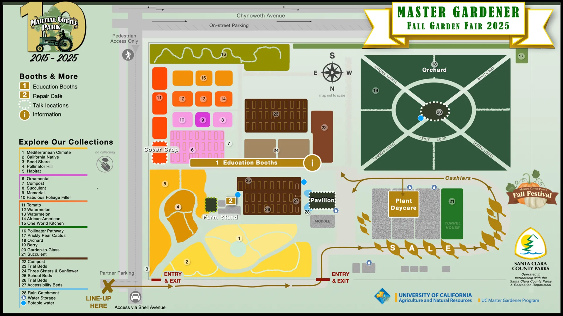 Map of gardens, booths, and activities for Fall Garden Fair