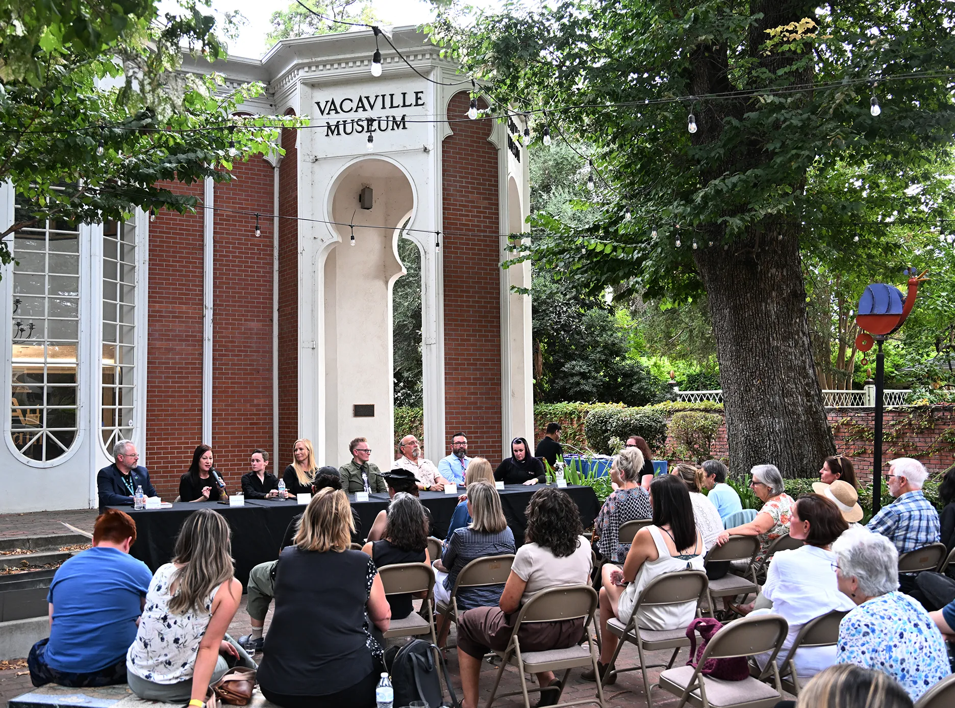 The Vacaville Museum panel of professionals in the death industry. (Photo by Kathy Keatley Garvey)