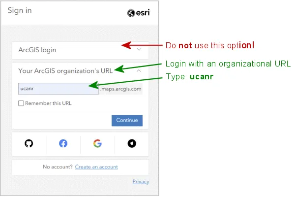 AGOL Sign on page
