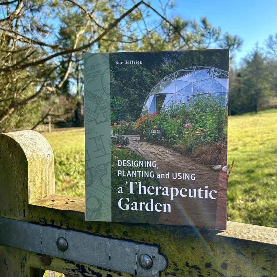 designing a Therapeutic Garden Book sitting on fence