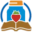 MFP Logo: a book in front of a jar with a strawberry