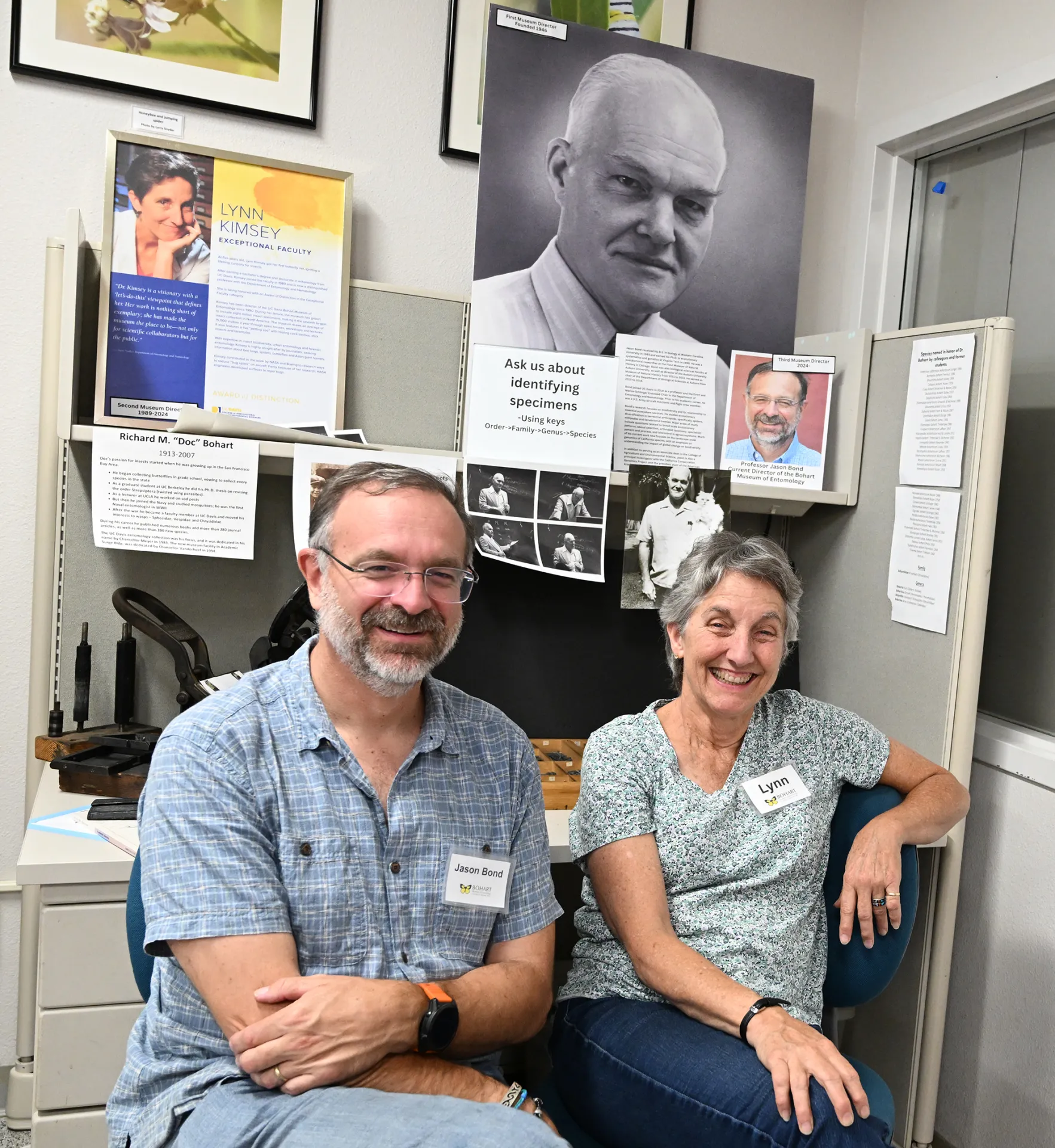 Jason Bond, director of the Bohart Museum of Entomology, with Lynn Kimsey, former director.