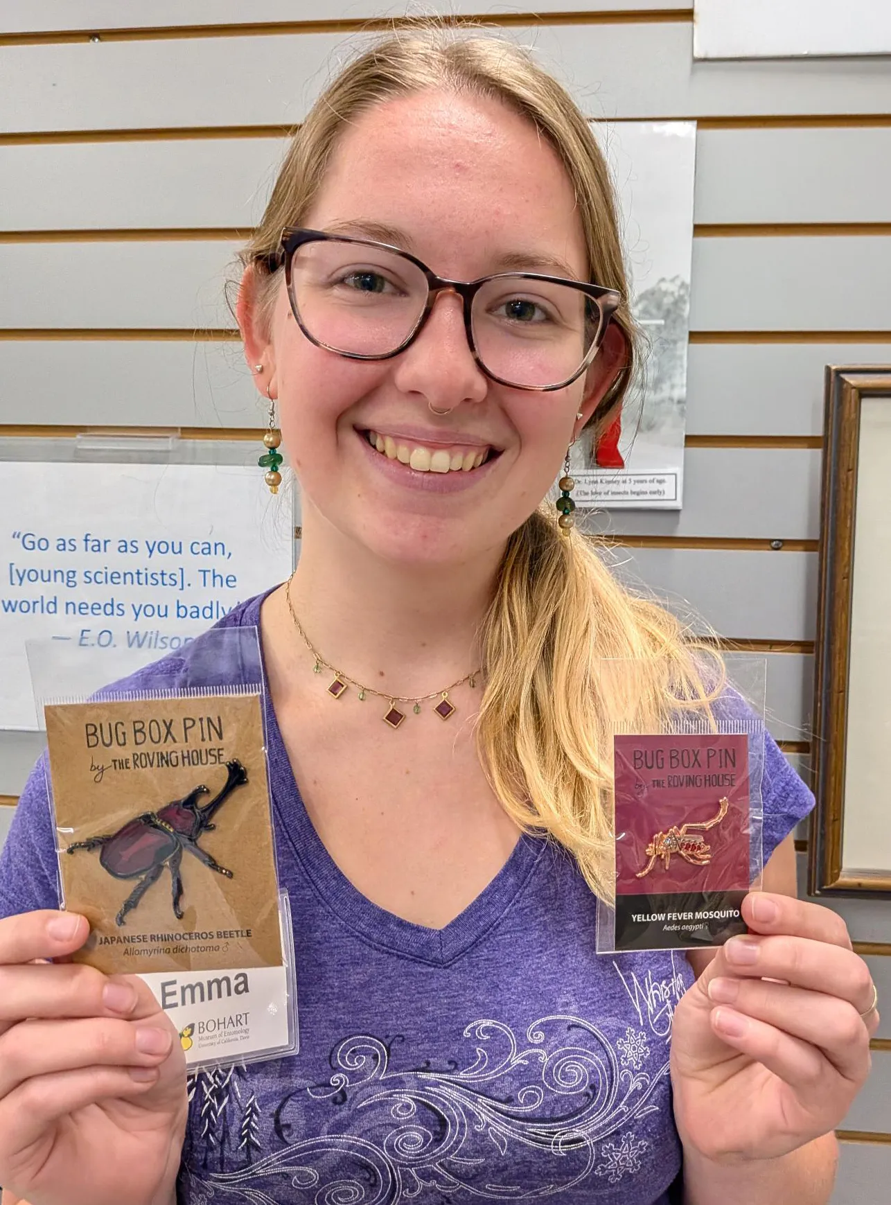 Emma Tschida holding pins