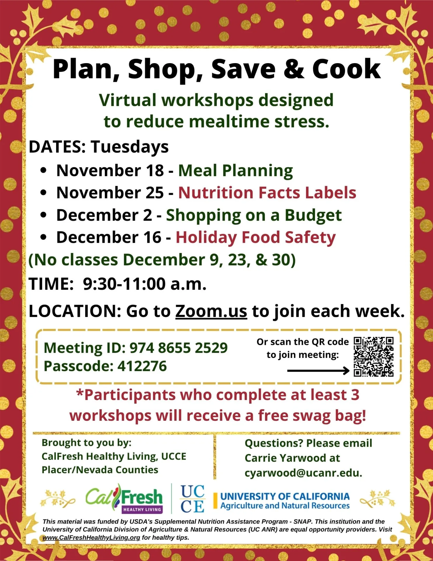Nov-Dec 2025 Nutrition Workshops Flyer
