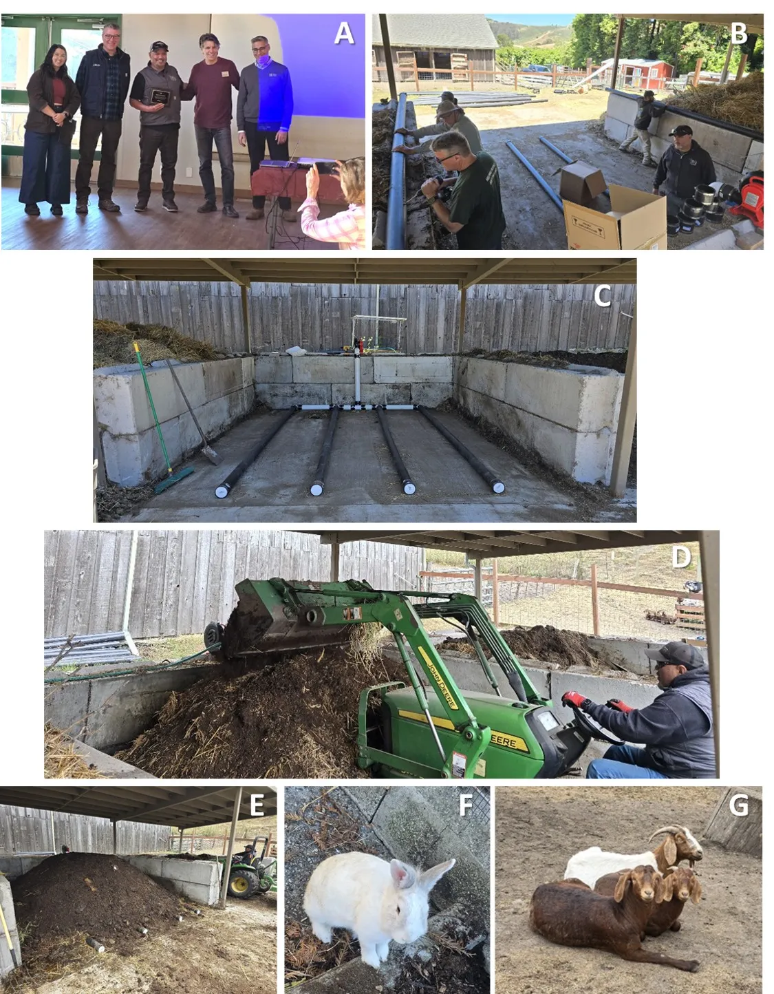 Photo collage showing progress of building the ASP system to the award ceremony