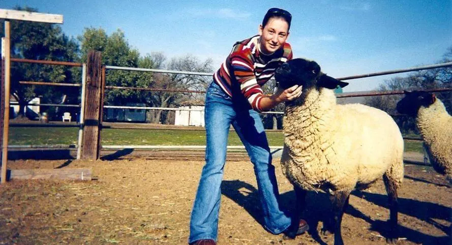 Ariel Rivers shows black-faced sheep