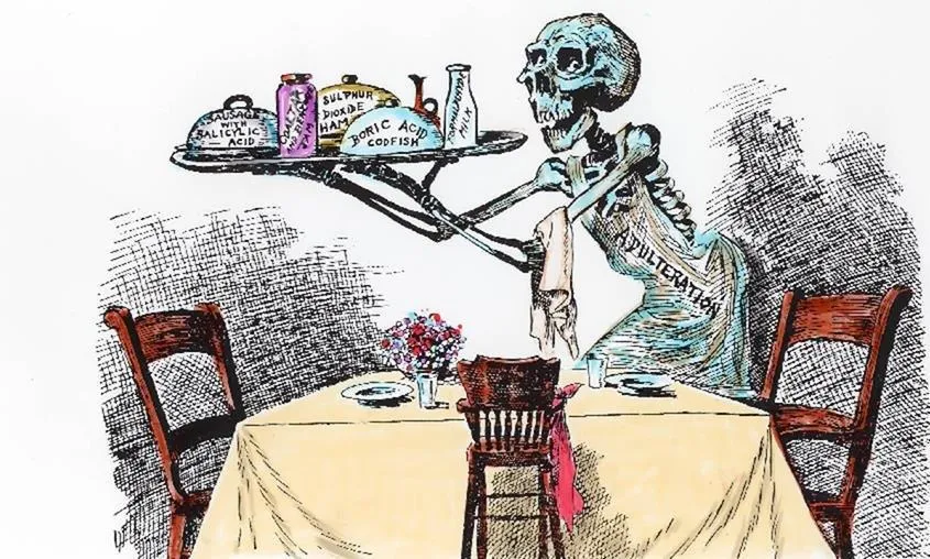 Newspaper illustration from 1919 showing botulism