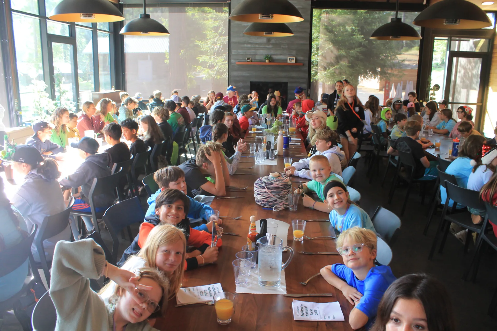 Youth in the dining hall at 4-H Summer Camp.