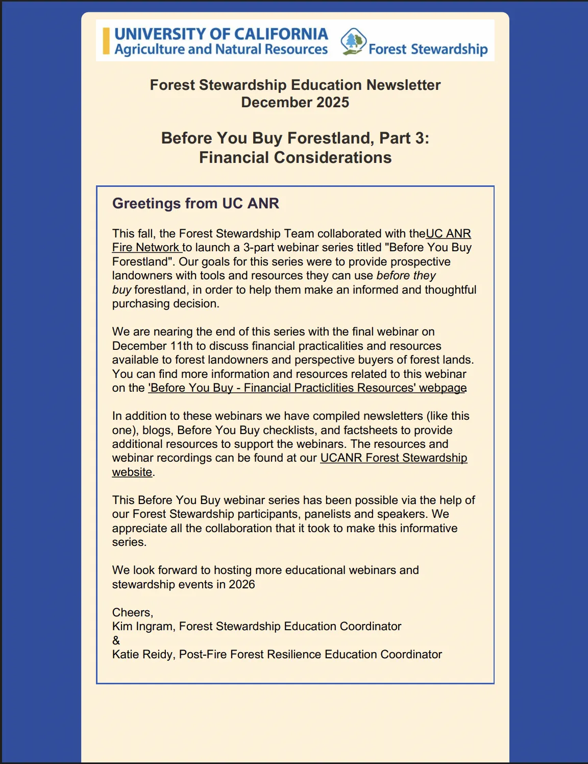 Newsletter front page