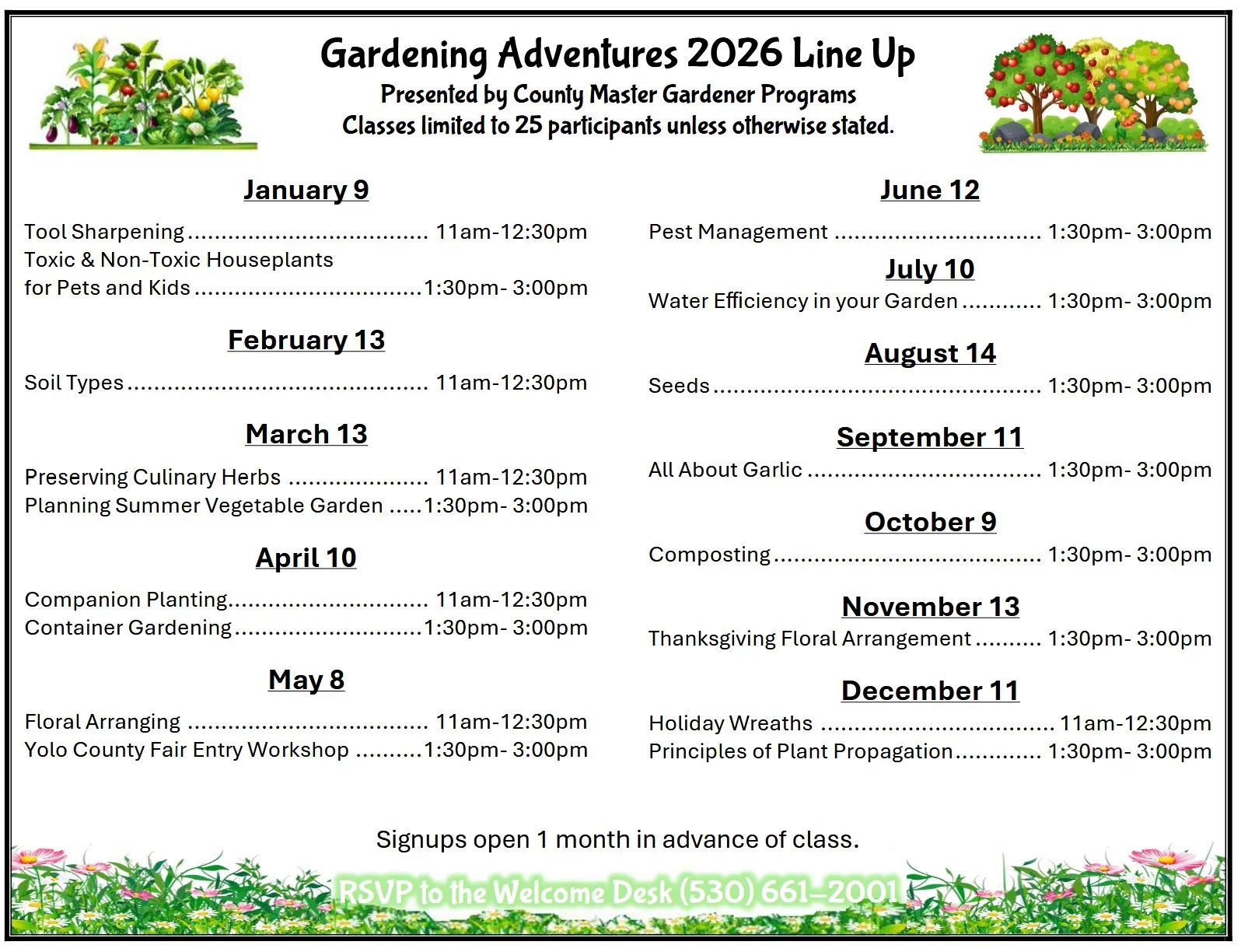 Gardening Adventures calendar for 2026