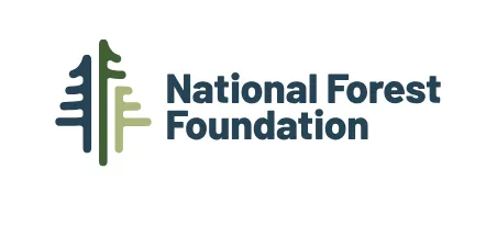 National Forest Foundation Logo with a dark and light green drawing of a tree